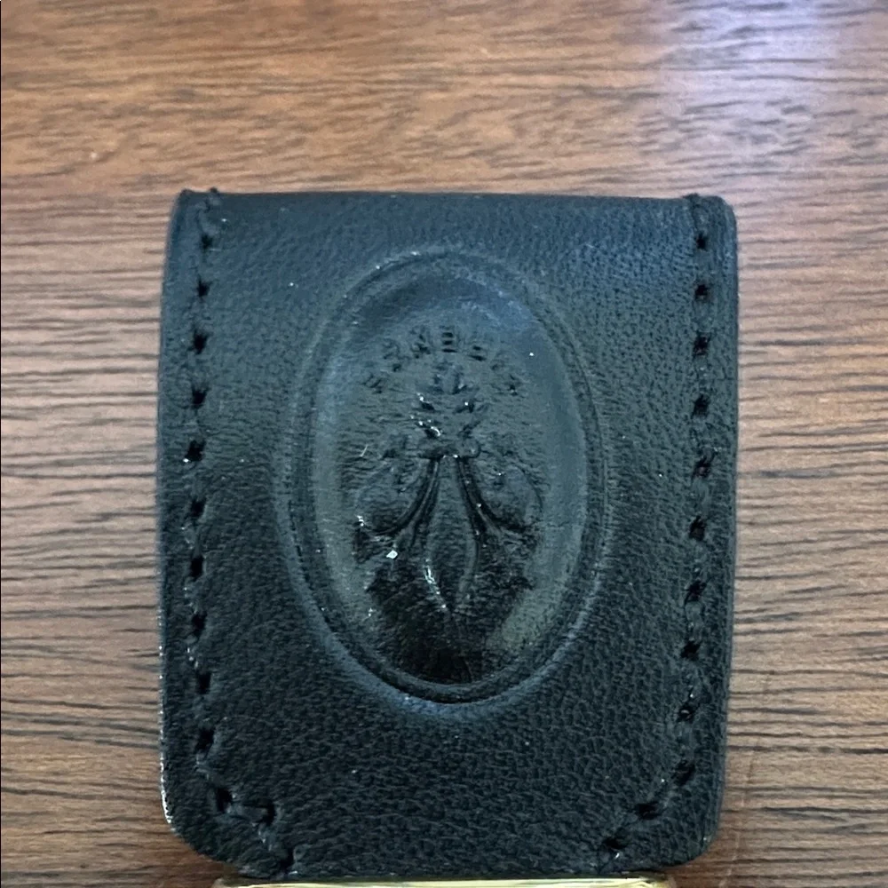 🔑 NEW Firenze Black and Gold Keychain leather Florence Italy Italian leather
